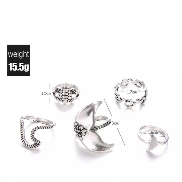 Boho whale tail ring set - Picture 3 of 3